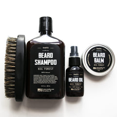 Beard Care Kit: Big Forest Beard Shampoo, Beard Oil, Beard Balm & Beard Brush - by OneDTQ - Best Beard Care