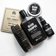 Beard Care Kit: Big Forest Beard Shampoo, Beard Oil, Beard Balm & Beard Brush - by OneDTQ - Best Beard Care